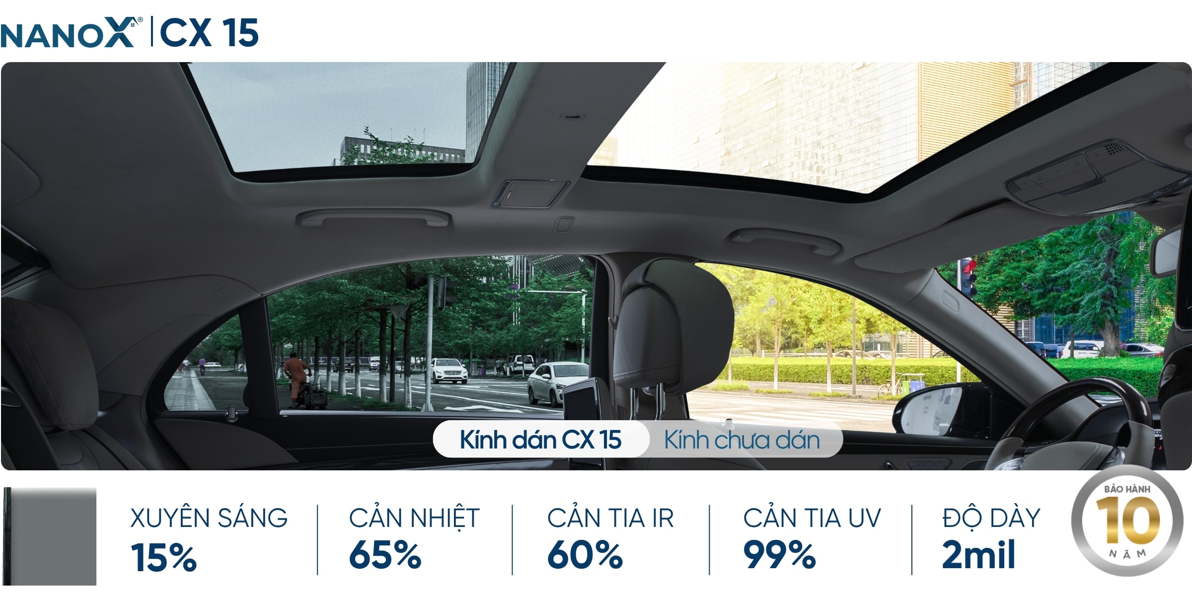 Phim cách nhiệt kính sườn NanoX CX 15