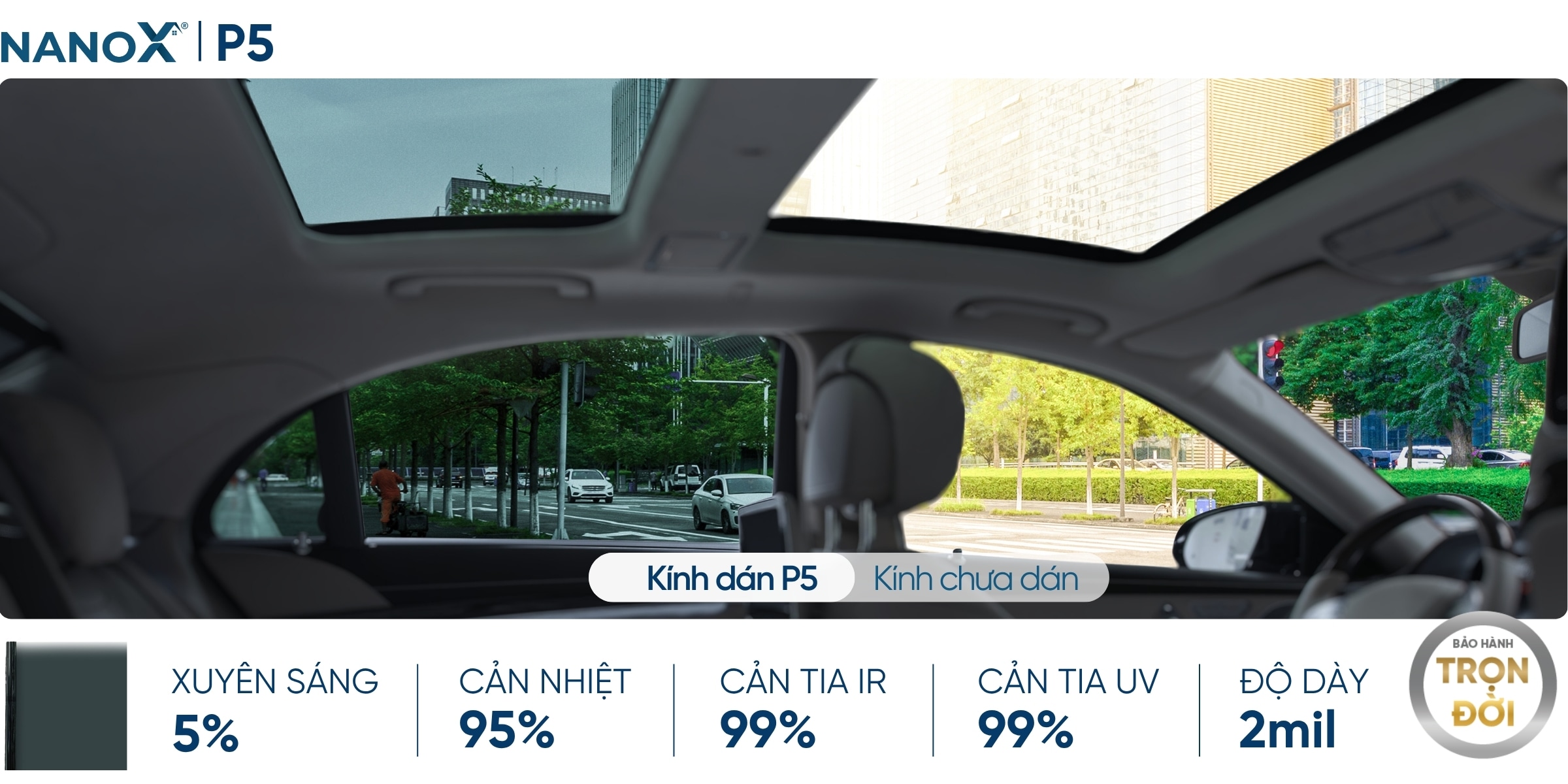 Phim cách nhiệt kính sườn NanoX P5