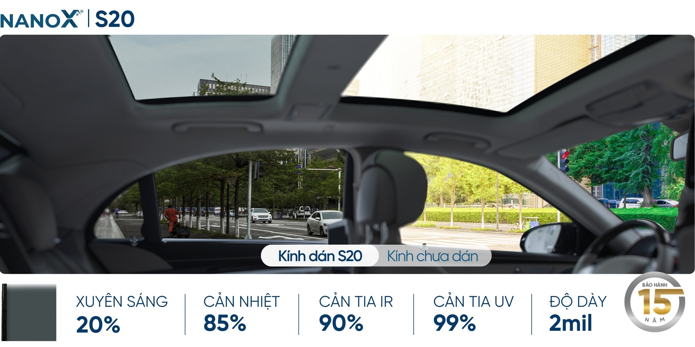 Phim cách nhiệt kính sườn NanoX S20