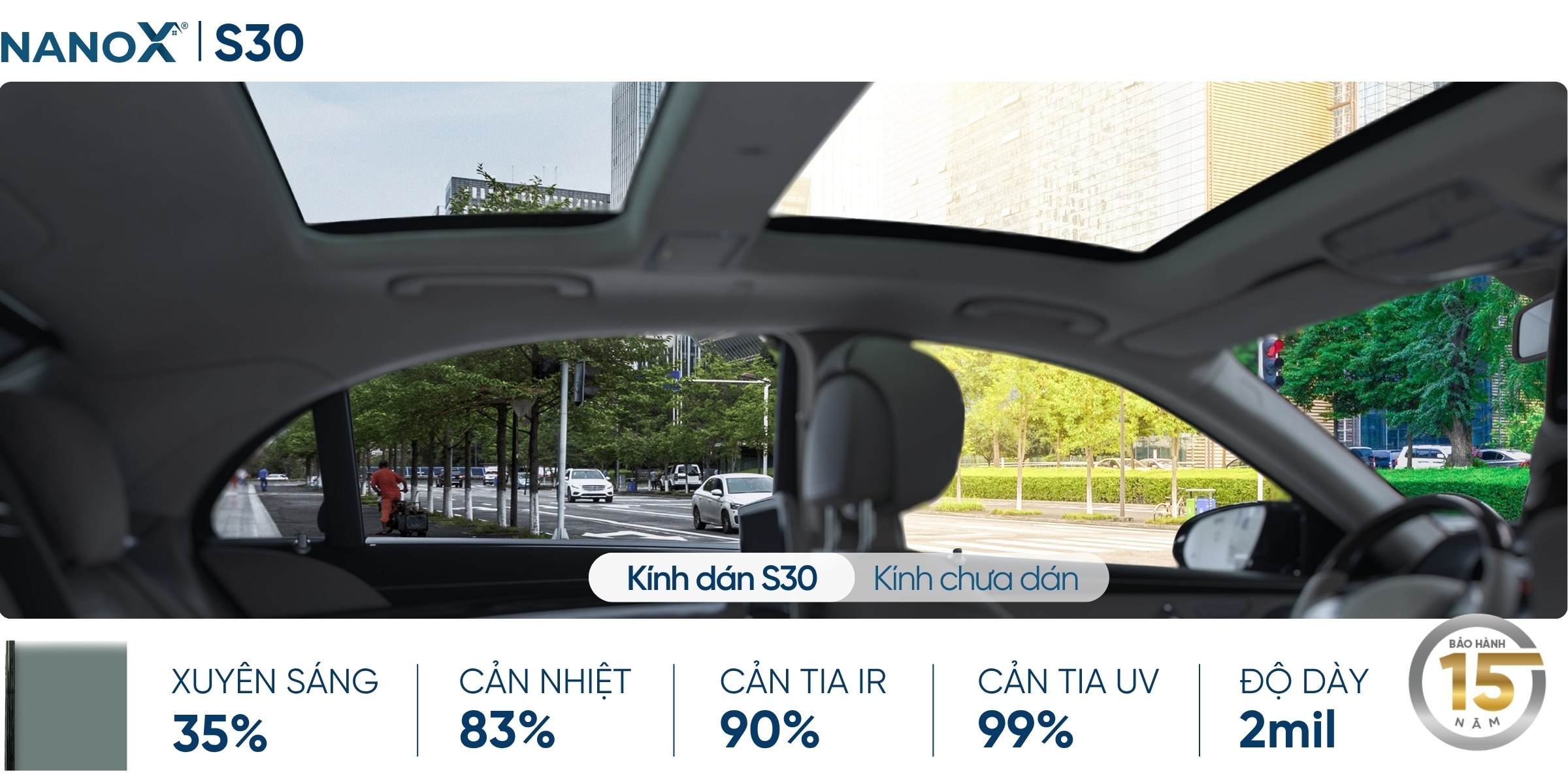 Phim cách nhiệt kính sườn NanoX S30