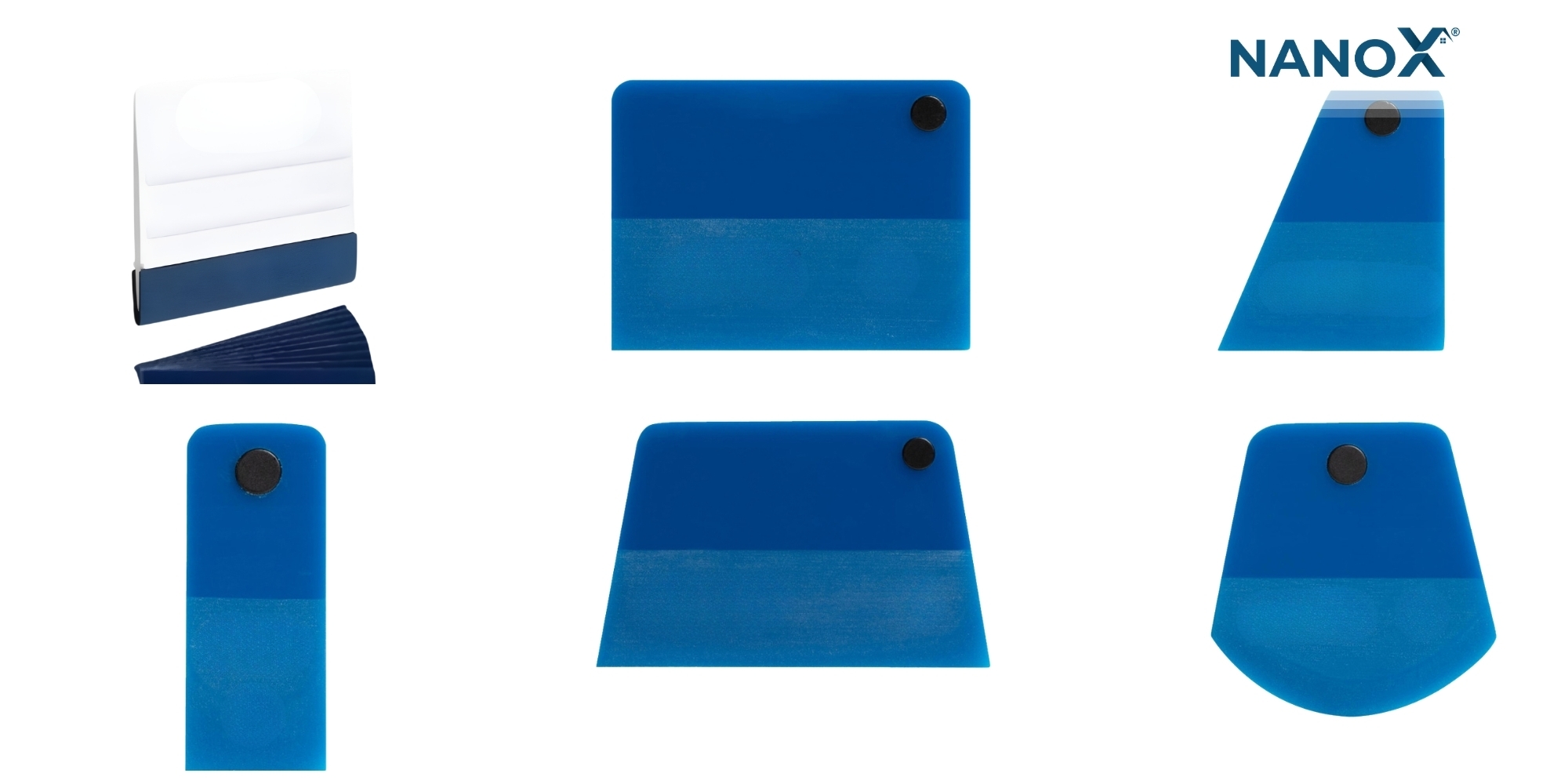 Bộ gạt nhựa dẻo thường bao gồm nhiều miếng gạt như: miếng gạt hình chữ nhật…