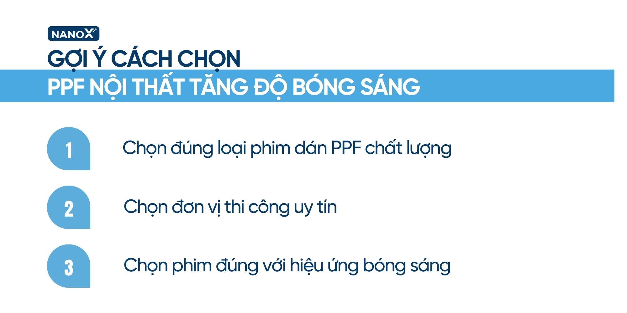 Gợi ý cách chọn phim dán nội thất PPF tăng độ bóng sáng infographic