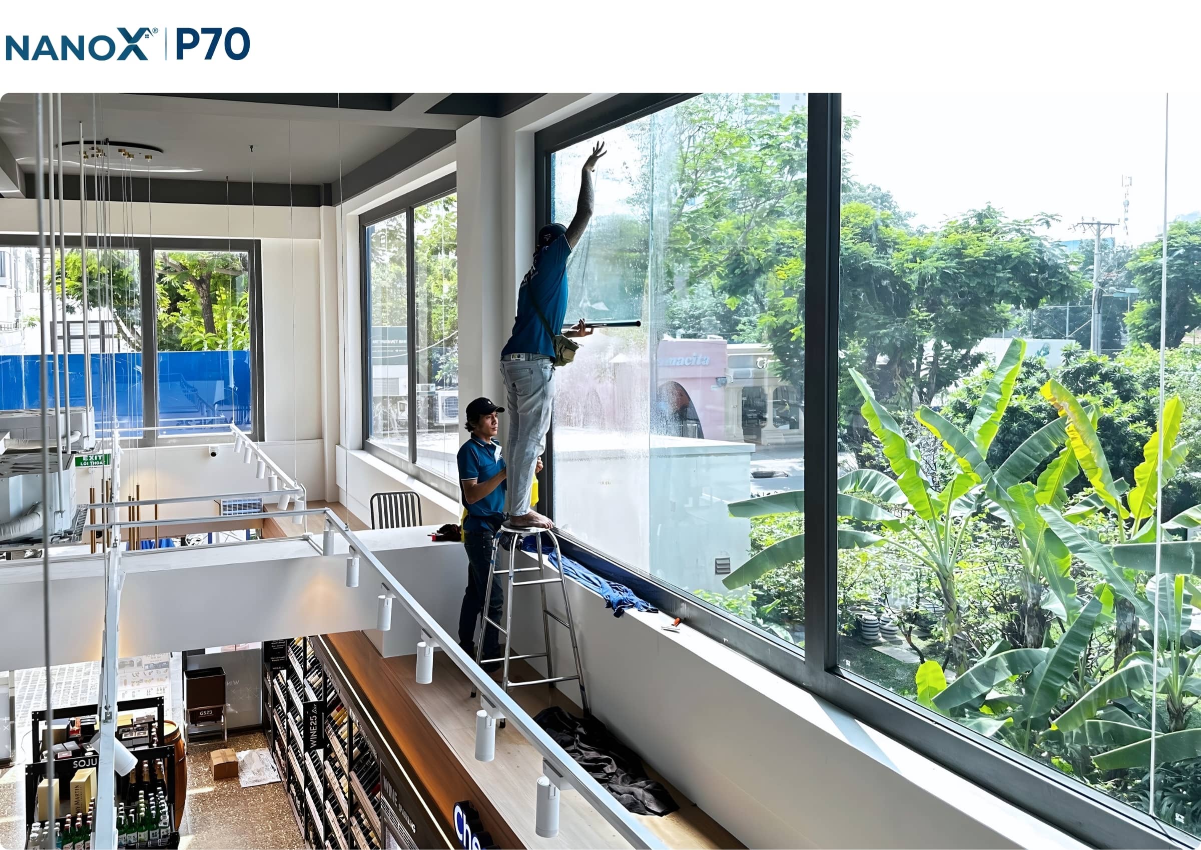 Hình ảnh thi công thực tế mã phim cách nhiệt nhà kính NanoX P70