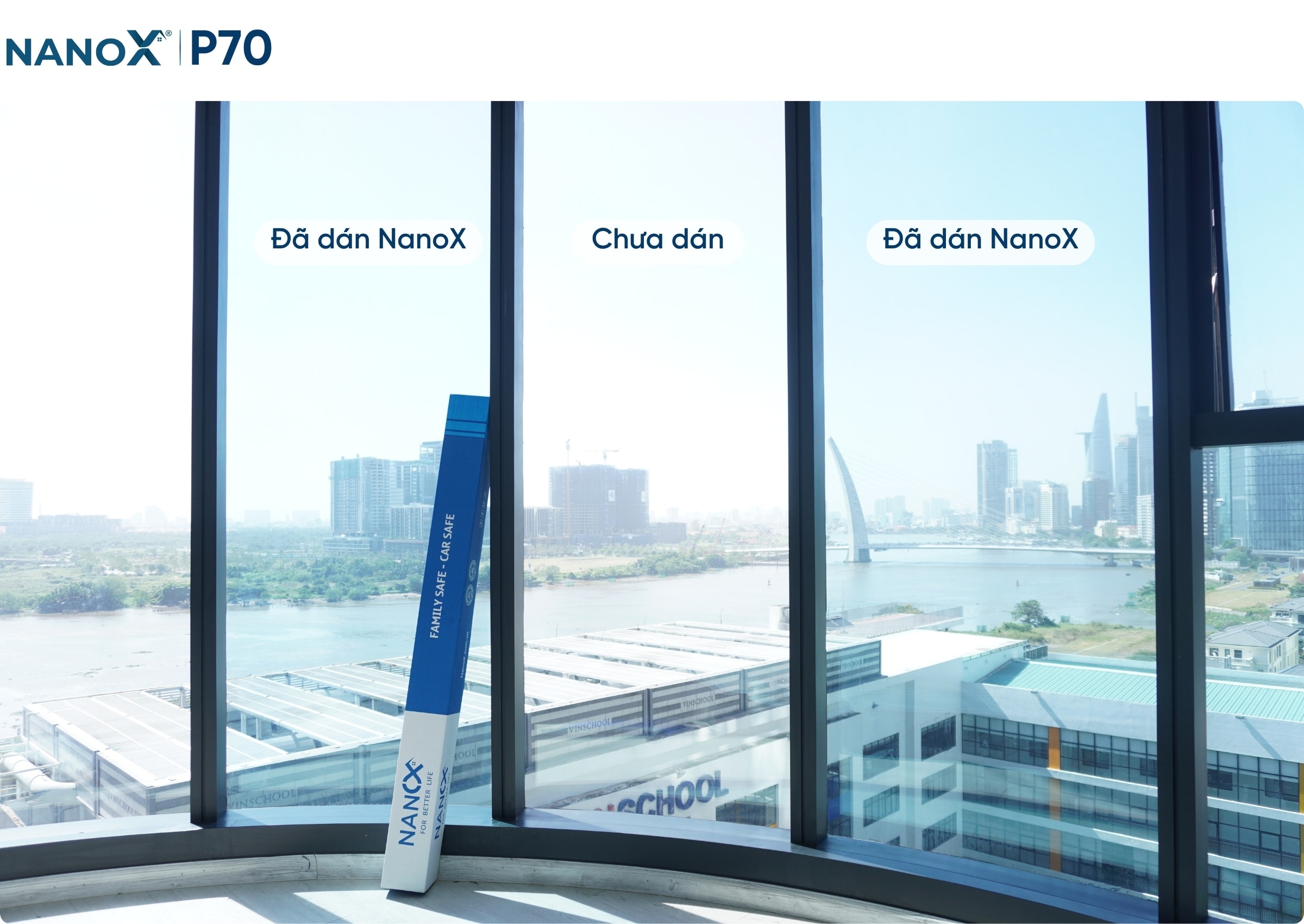 Hình ảnh thi công thực tế mã phim cách nhiệt nhà kính NanoX P70