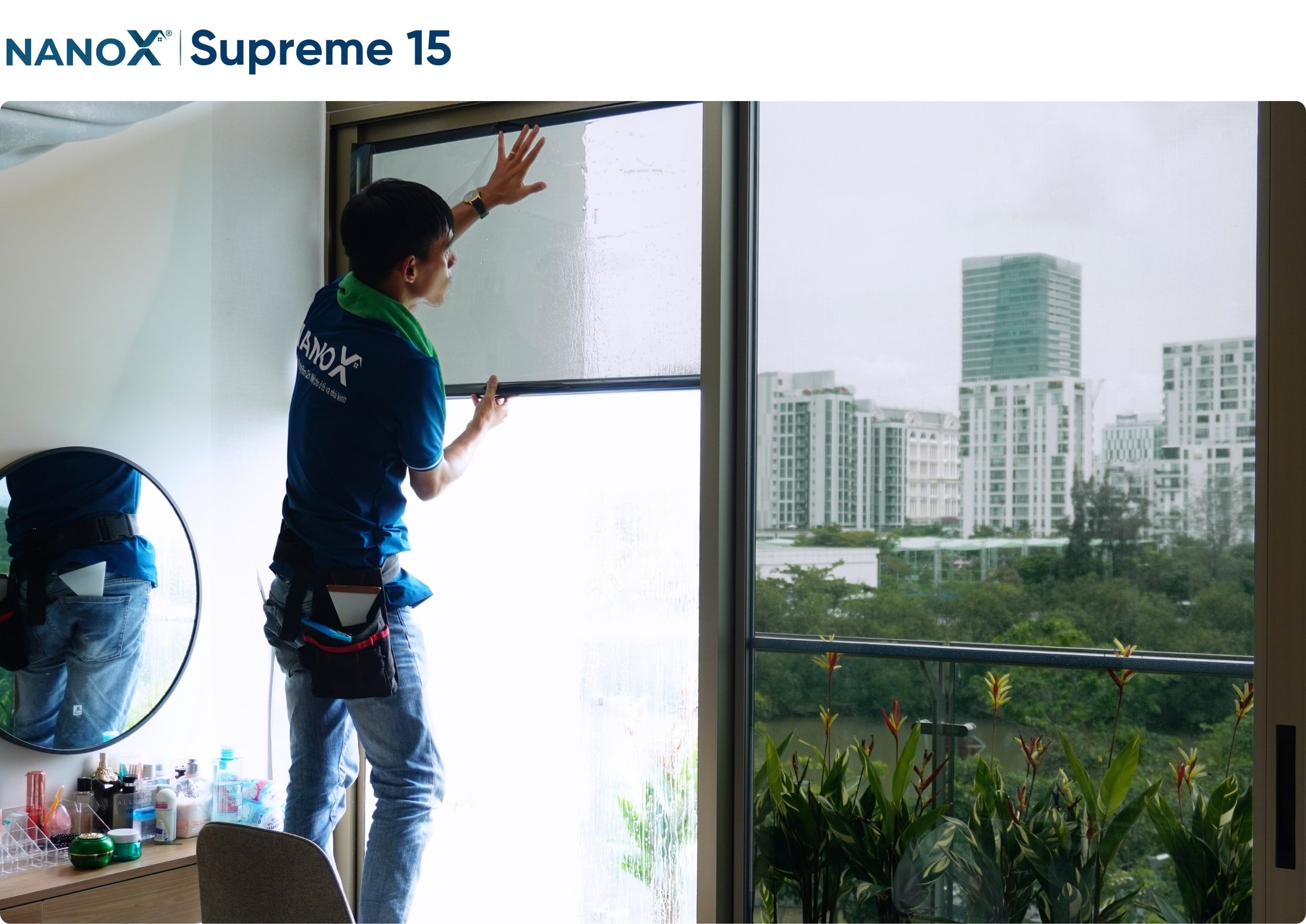 Hình ảnh thi công thực tế mã phim NanoX Supreme 15