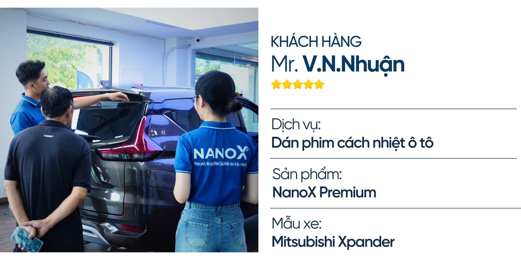 trai nghiem khach hang dan phim cach nhiet o to Mitsubishi Xpander 1