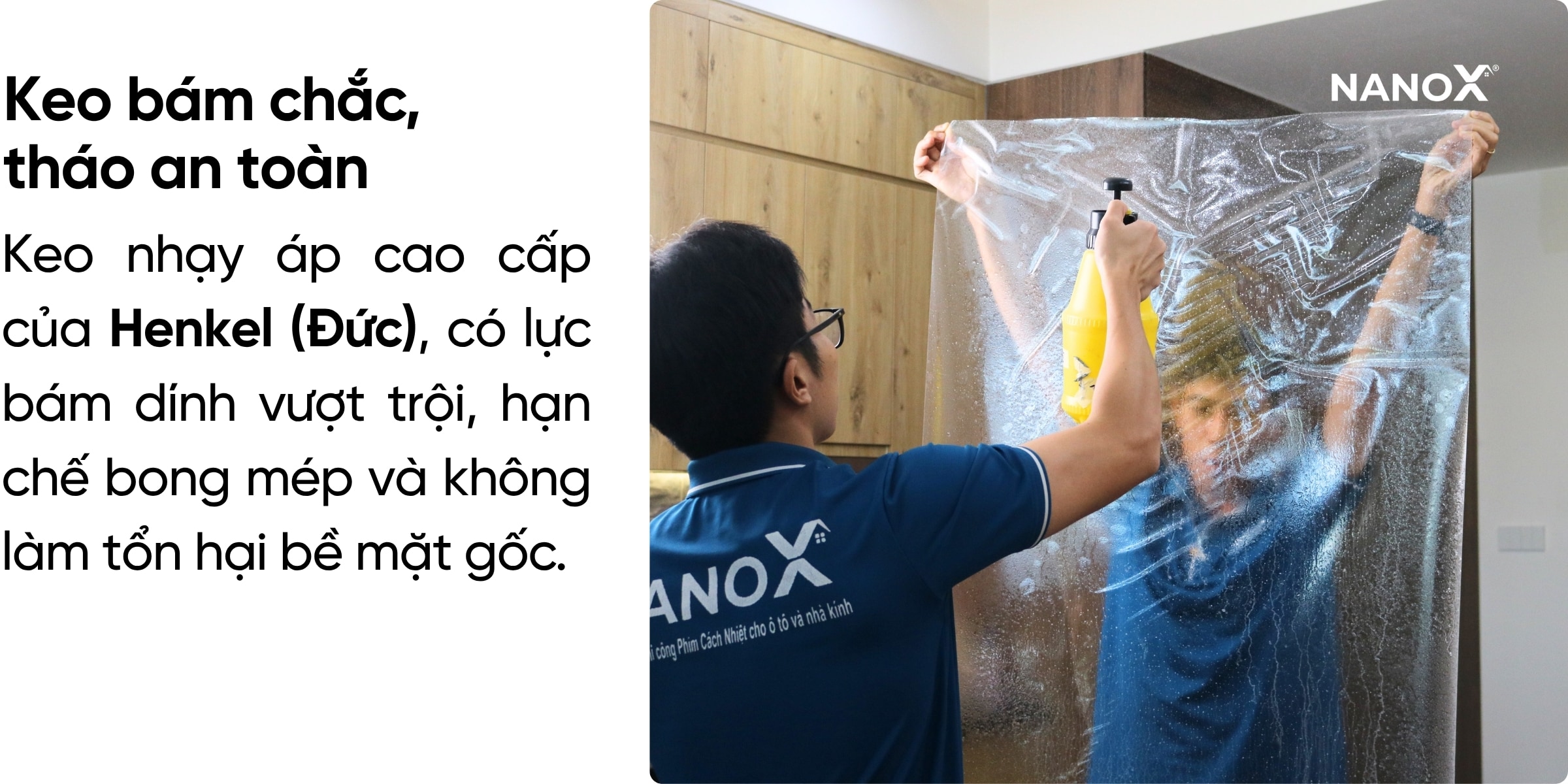 PPF NanoX sử dụng keo nhạy áp cao cấp từ Henkel (Đức) cho độ bám dính chắc chắn