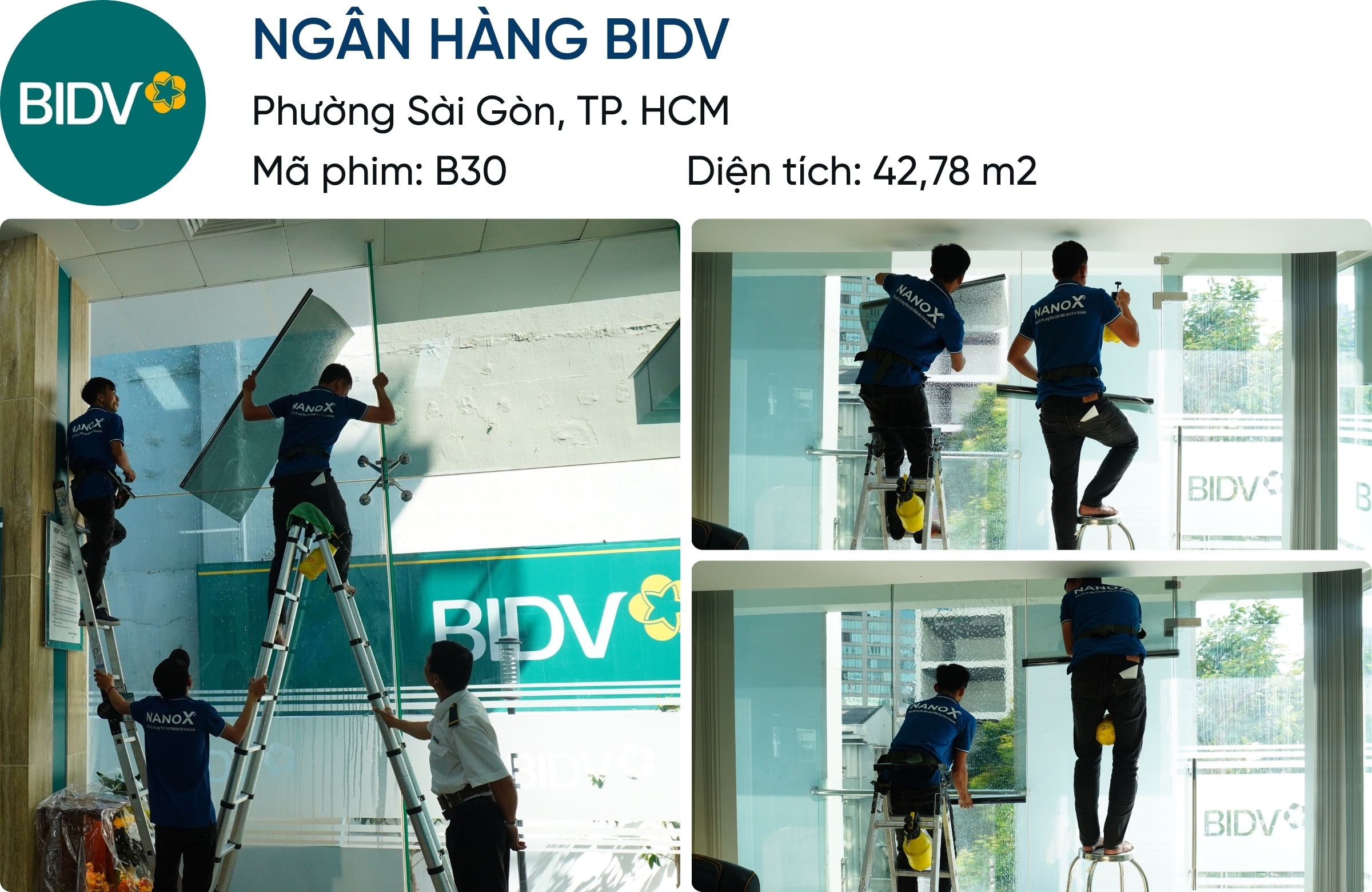 Khách hàng dán phim cách nhiệt NanoX B30 tại Ngân hàng BIDV
