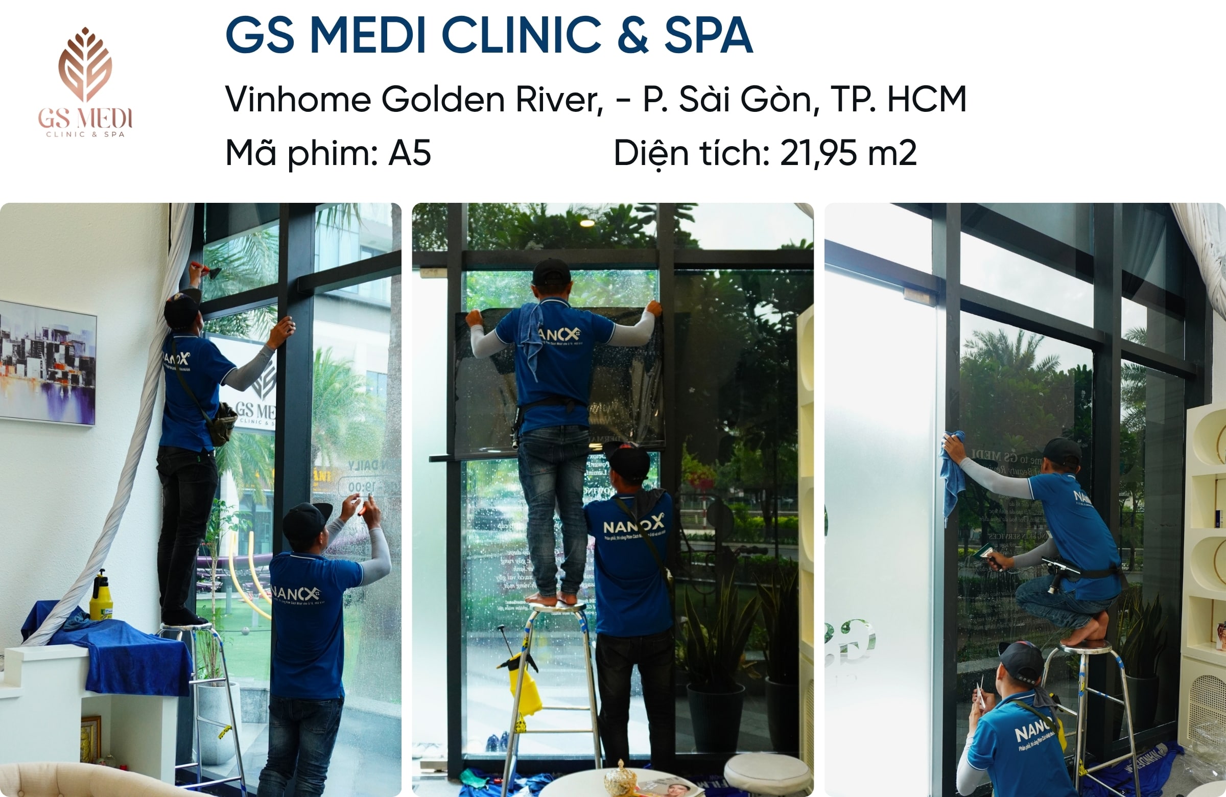 Khách hàng dán phim cách nhiệt NanoX A5 tại spa GS Medi