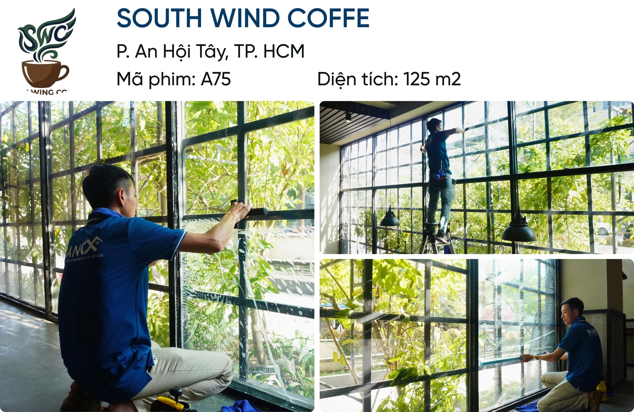 Khách hàng dán phim cách nhiệt NanoX A75 tại cafe Affa