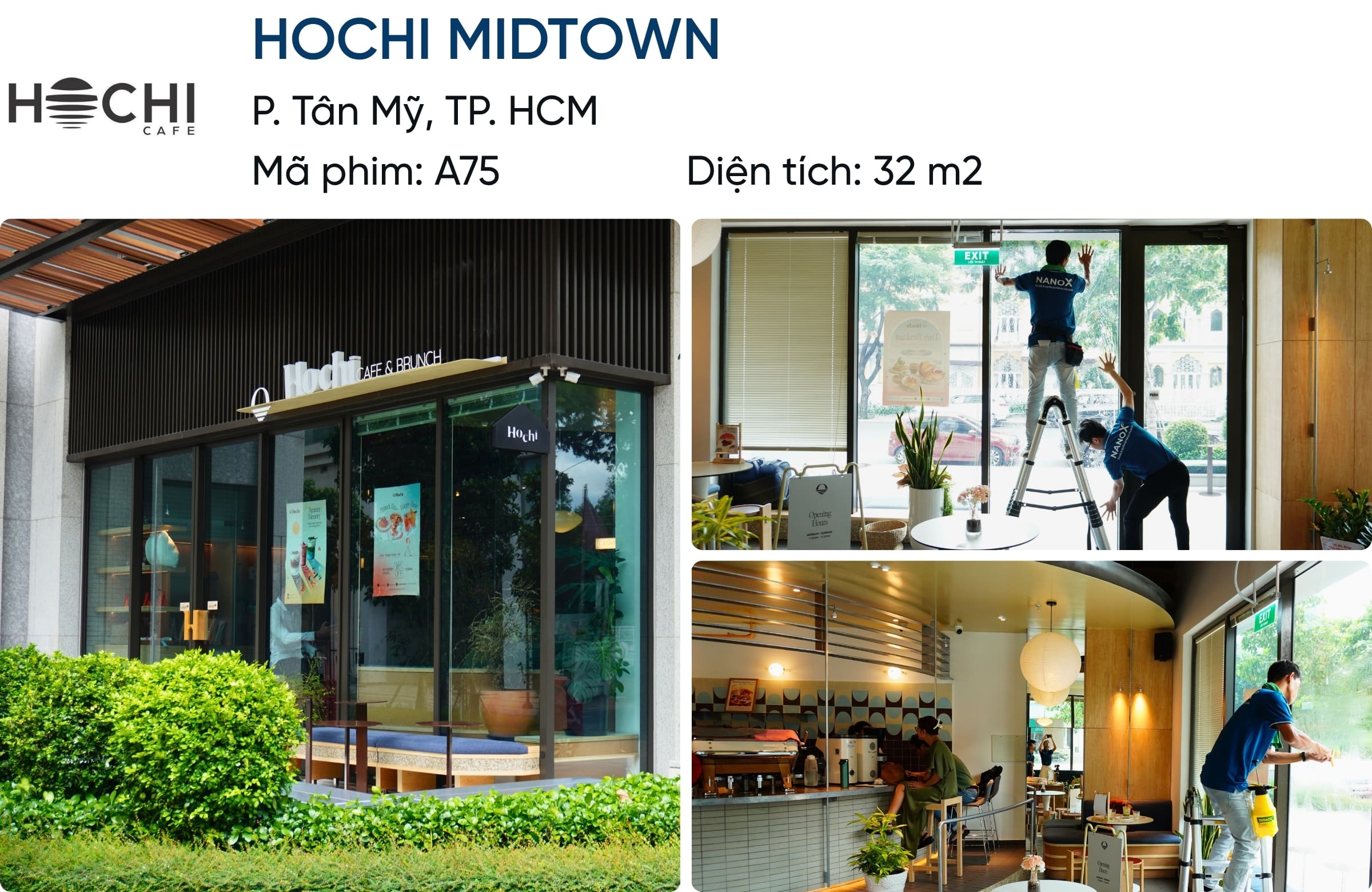Khách hàng dán phim cách nhiệt NanoX A75 tại cafe Hochi
