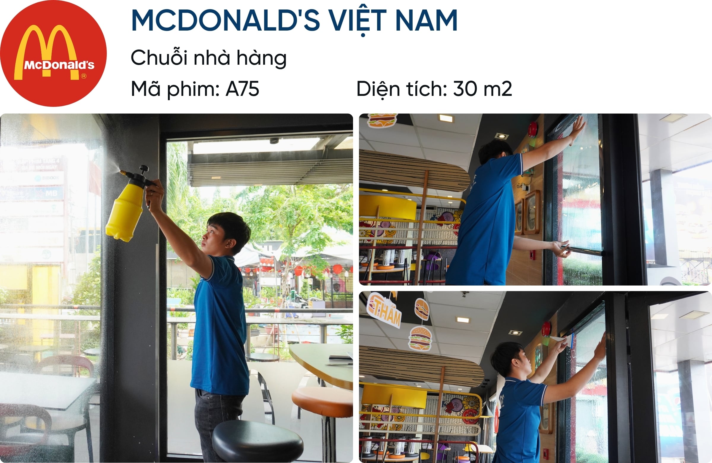 Khách hàng dán phim cách nhiệt NanoX A75 tại McDonald'S Việt Nam