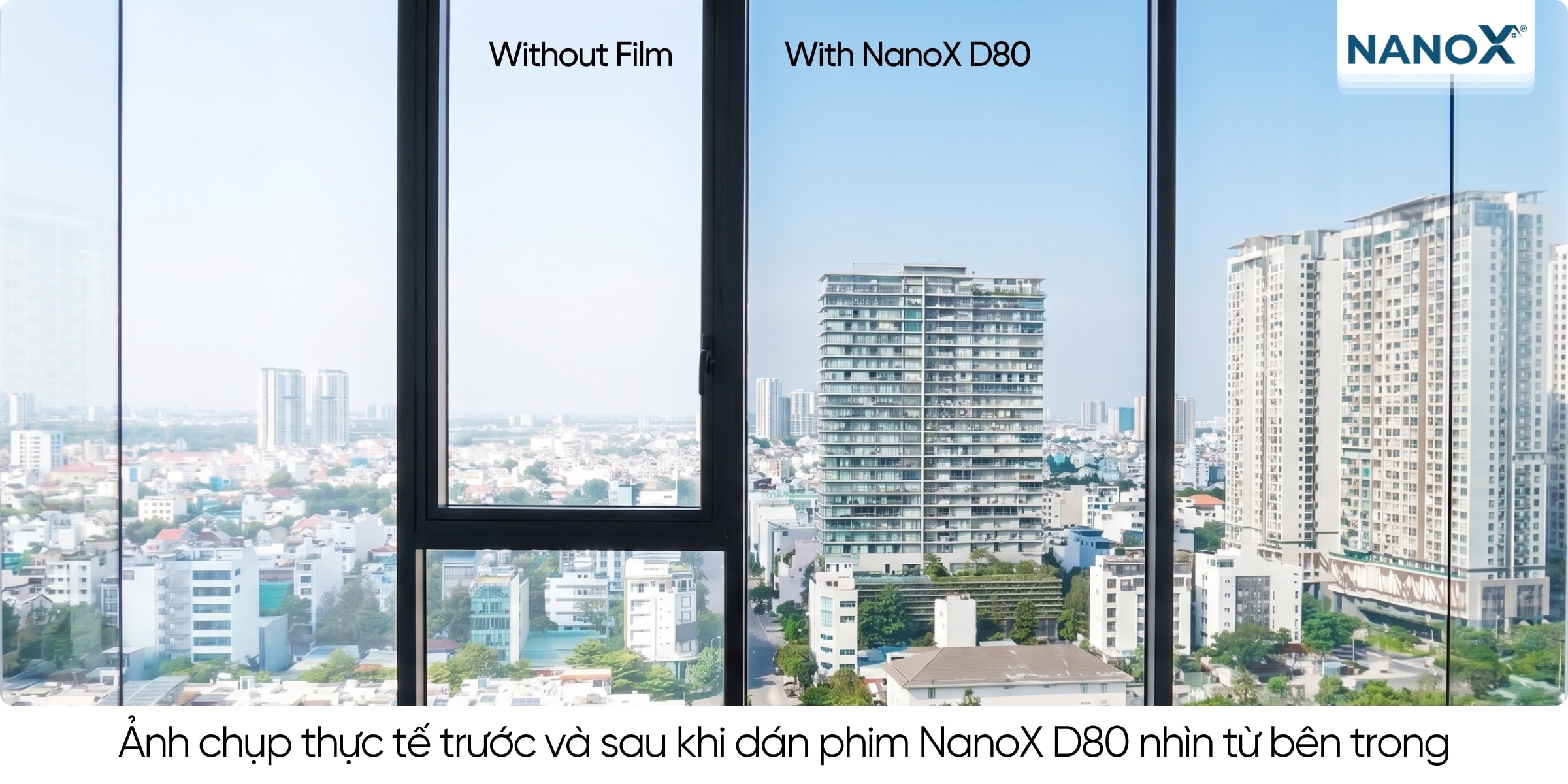 Phim cách nhiệt NanoX D80 có độ xuyên sáng cao nhất trong các dòng phim cách nhiệt nhà kính NanoX