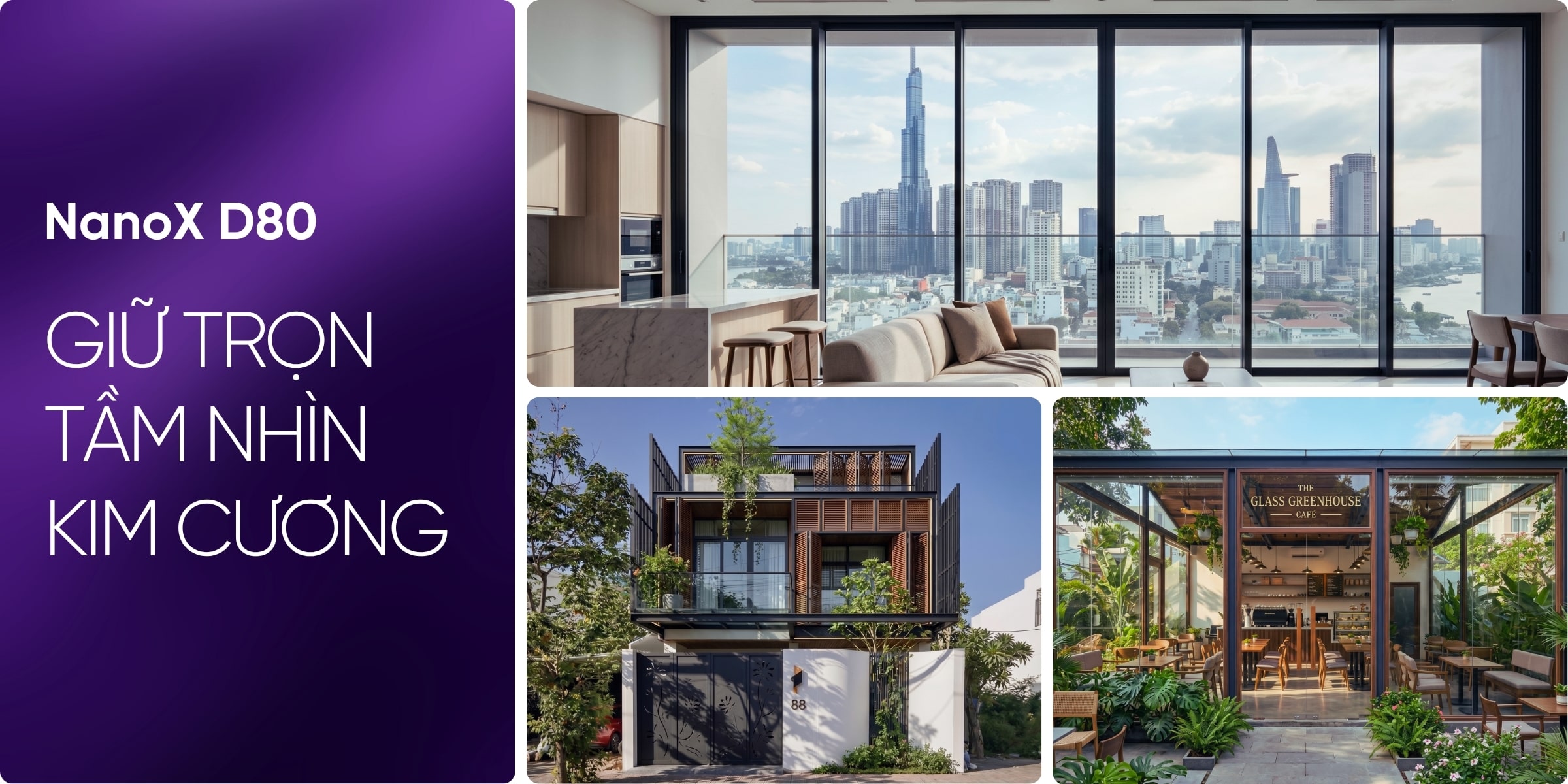 Phim cách nhiệt NanoX D80 phù hợp với các công trình như: penthouse, căn hộ, chung cư...