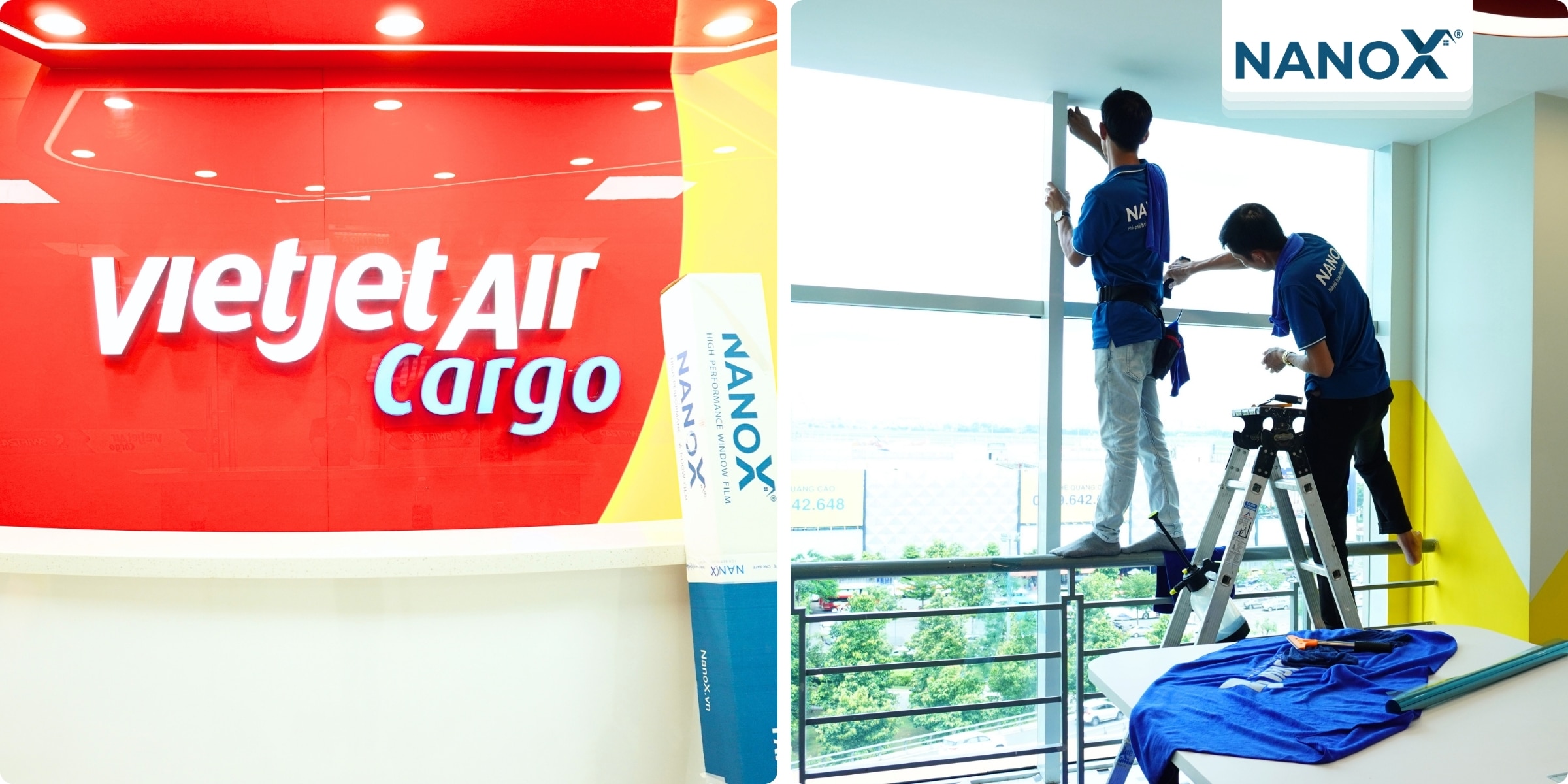 Thi công dán kính cách nhiệt văn phòng 17 Dán kính cách nhiệt văn phòng Vietjet Air