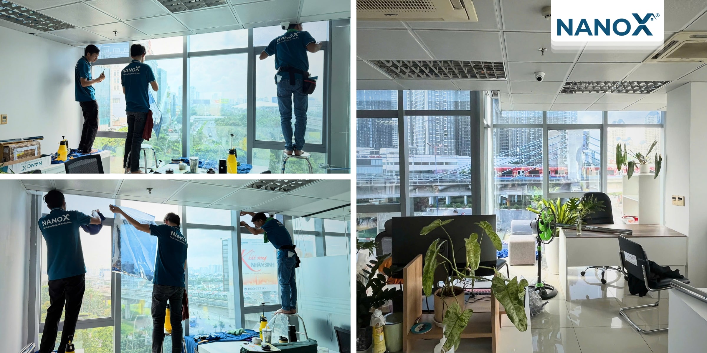 Dán kính chống nắng cho văn phòng PNJ