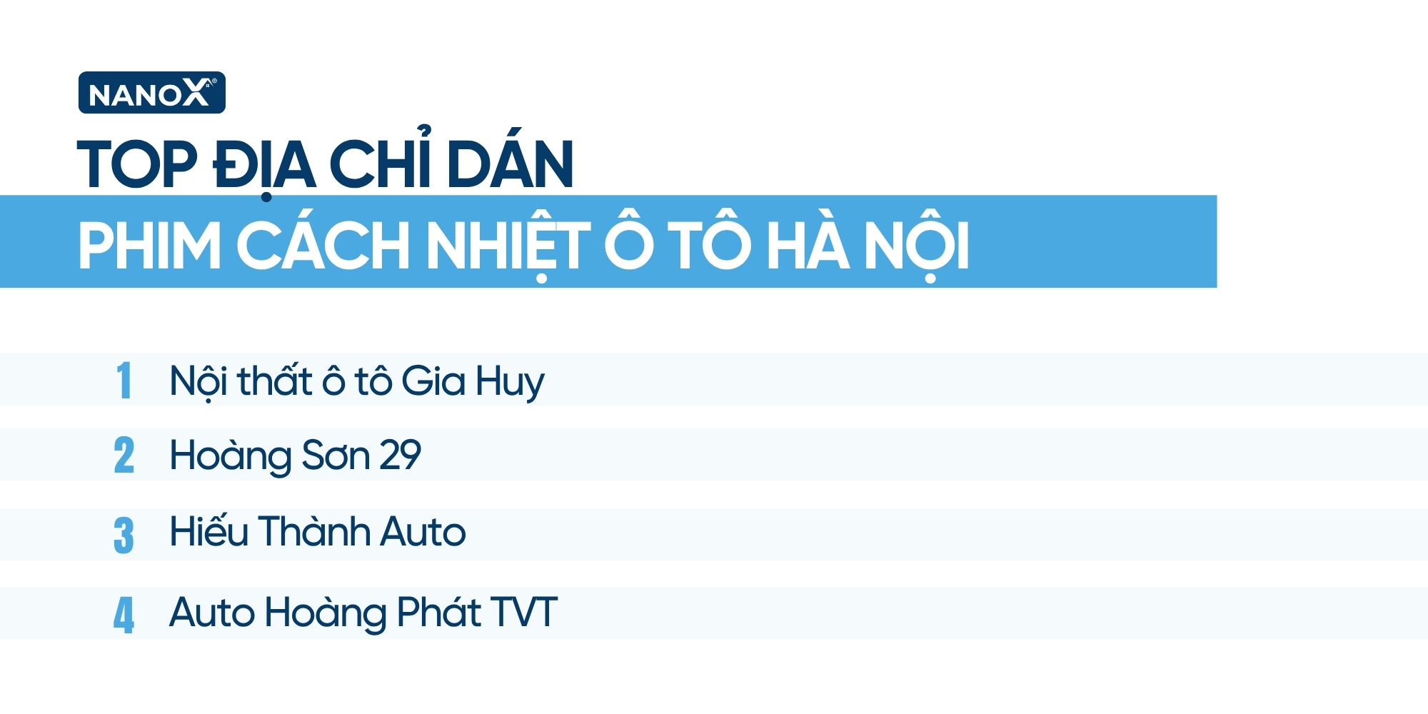 Danh sách địa chỉ dán phim cách nhiệt Hà Nội
