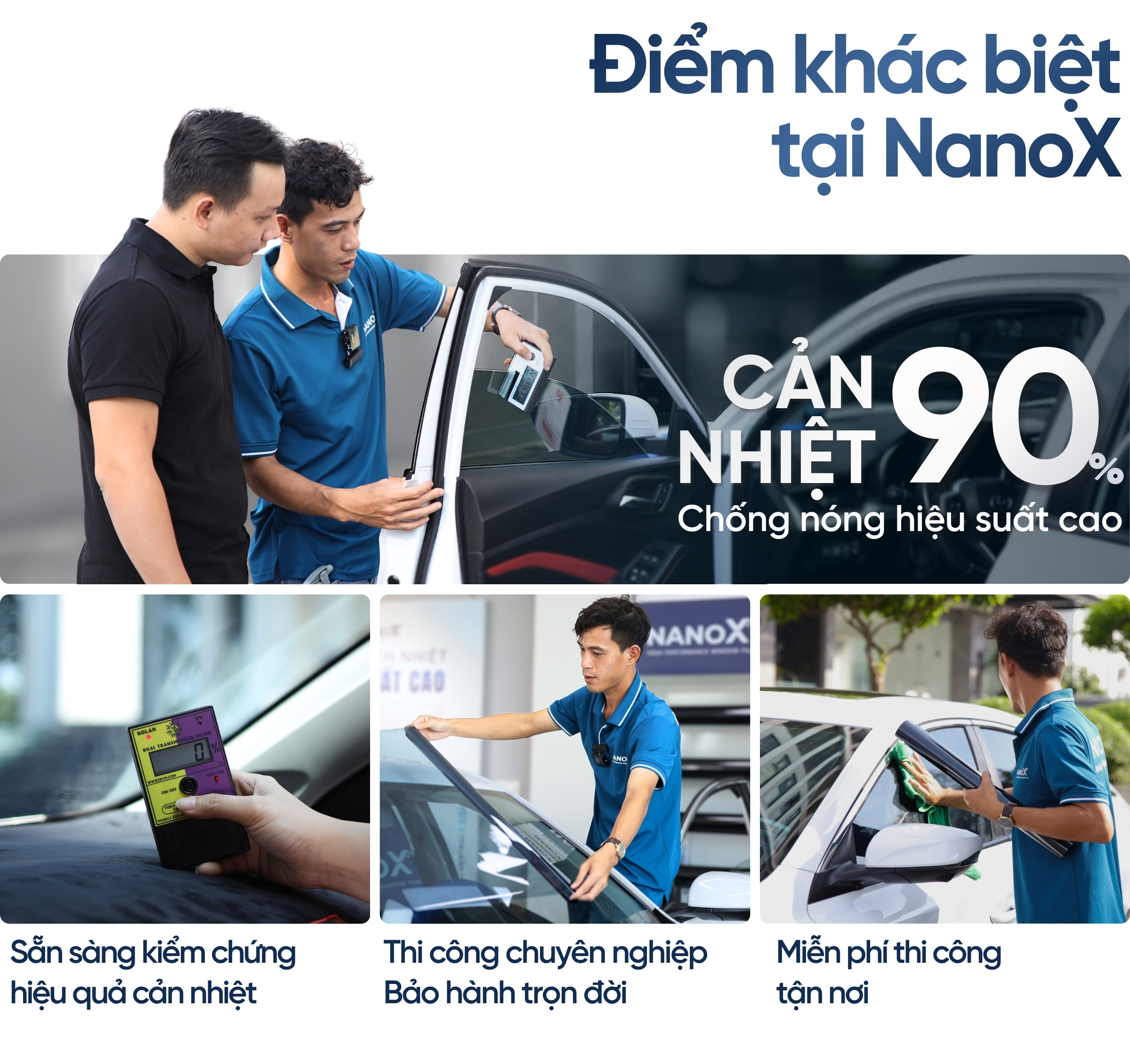 Điểm khác biệt khi dán phim cách nhiệt ô tô tại NanoX