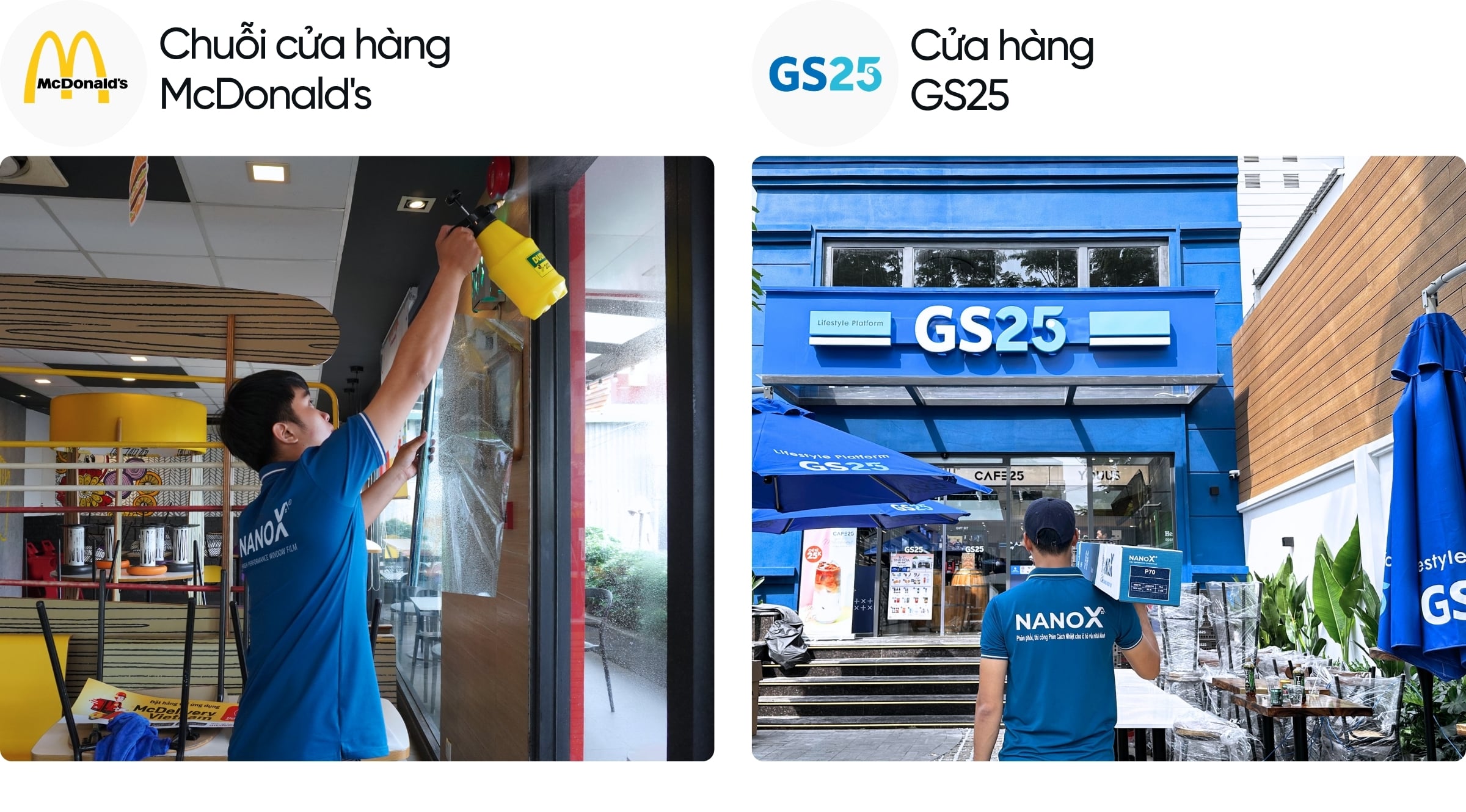 NanoX dán giấy kính cách nhiệt cửa hàng McDonalds GS25