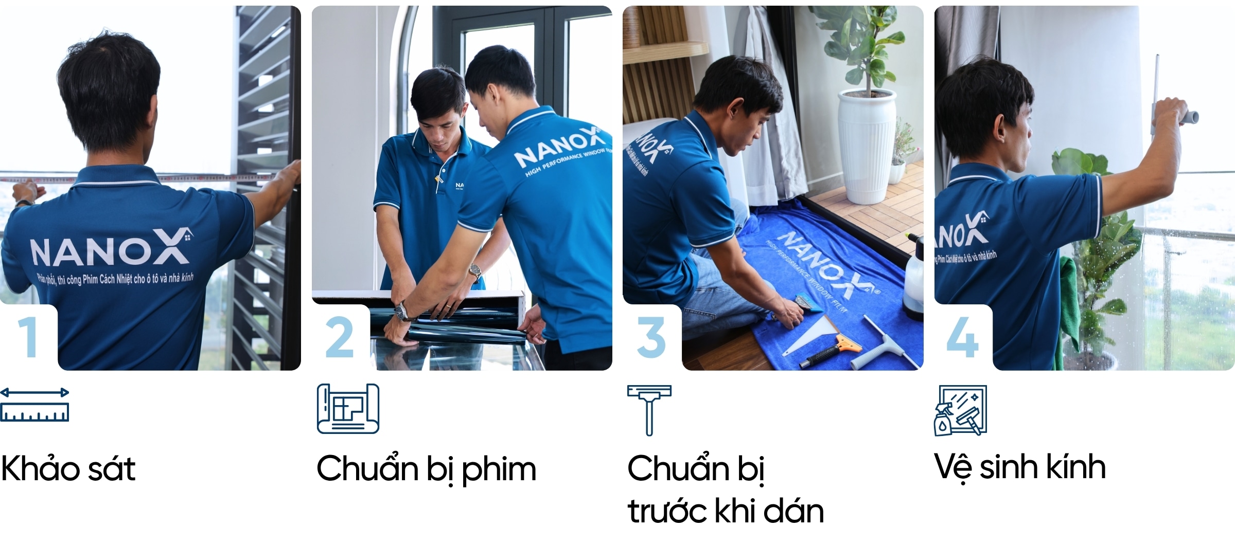 Quy trình dán film chống nắng nhà kính NanoX