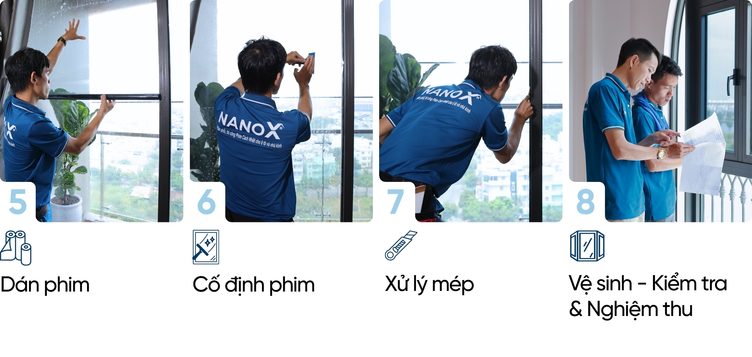 Quy trình dán film chống nắng nhà kính NanoX