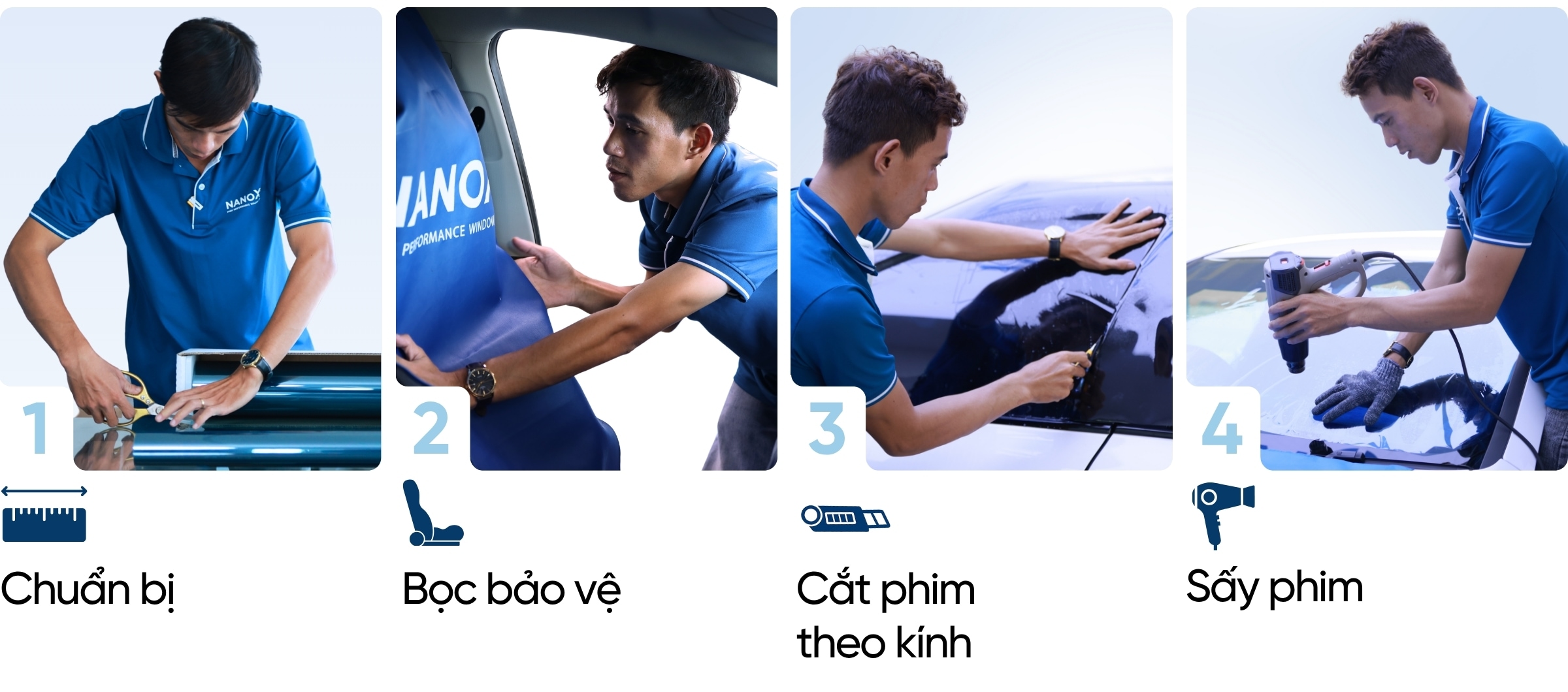 Thi công dán phim cách nhiệt xe ô tô NanoX
