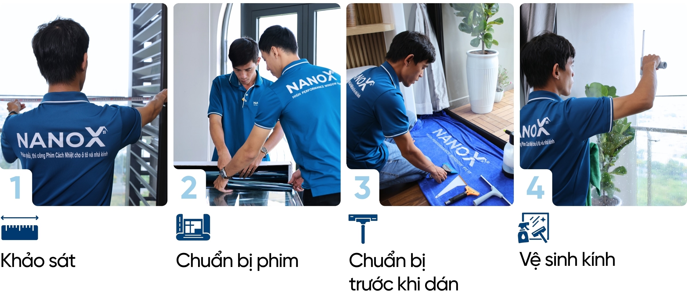 Quy trình dán film chống nắng nhà kính NanoX