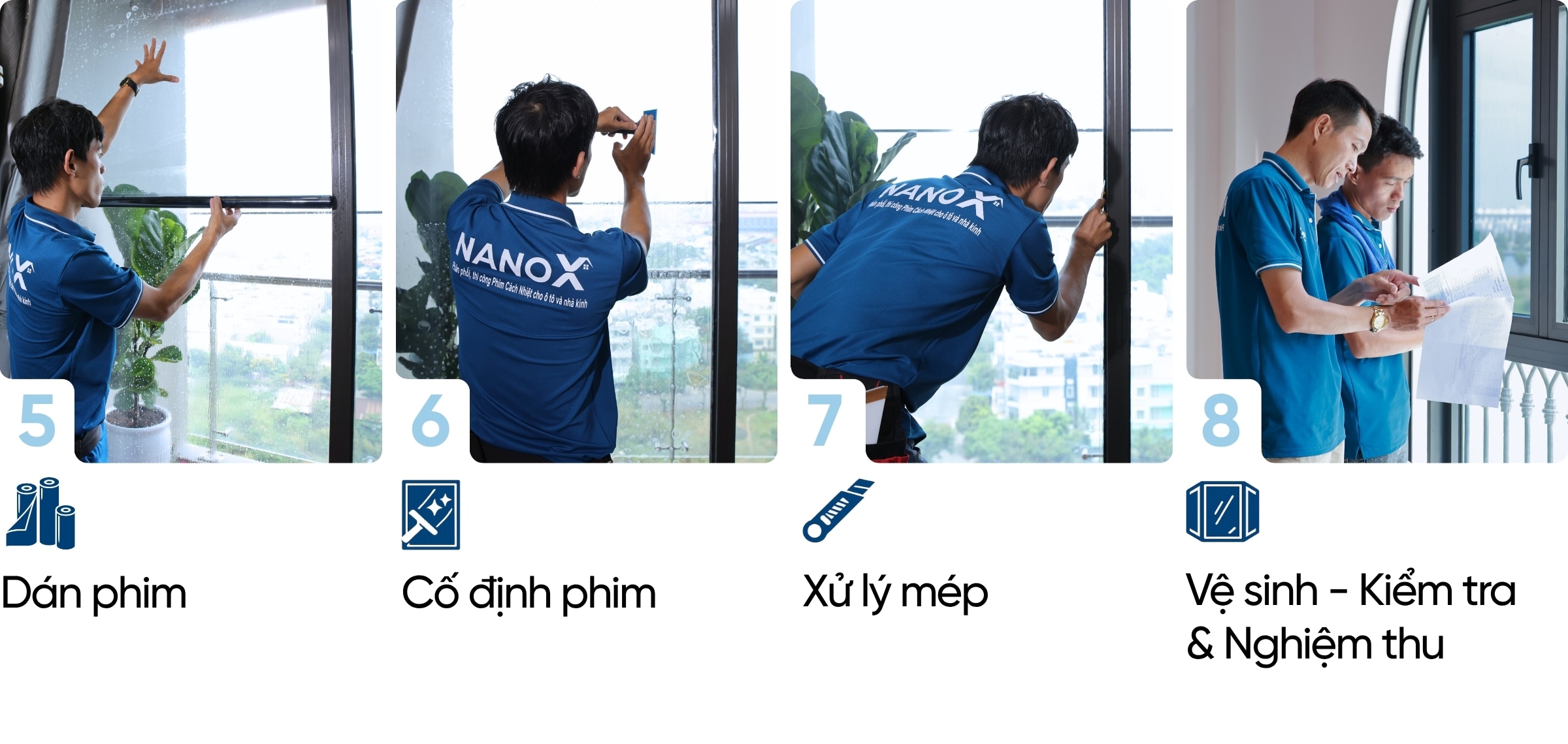 Quy trình dán film chống nắng nhà kính NanoX
